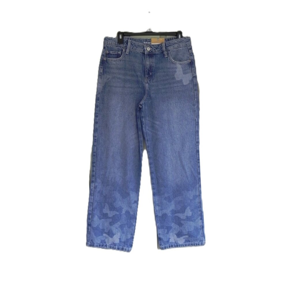 NWT Thereabouts Girls Size 16.5 Plus Wide leg High Waist Jeans Butterfly Design